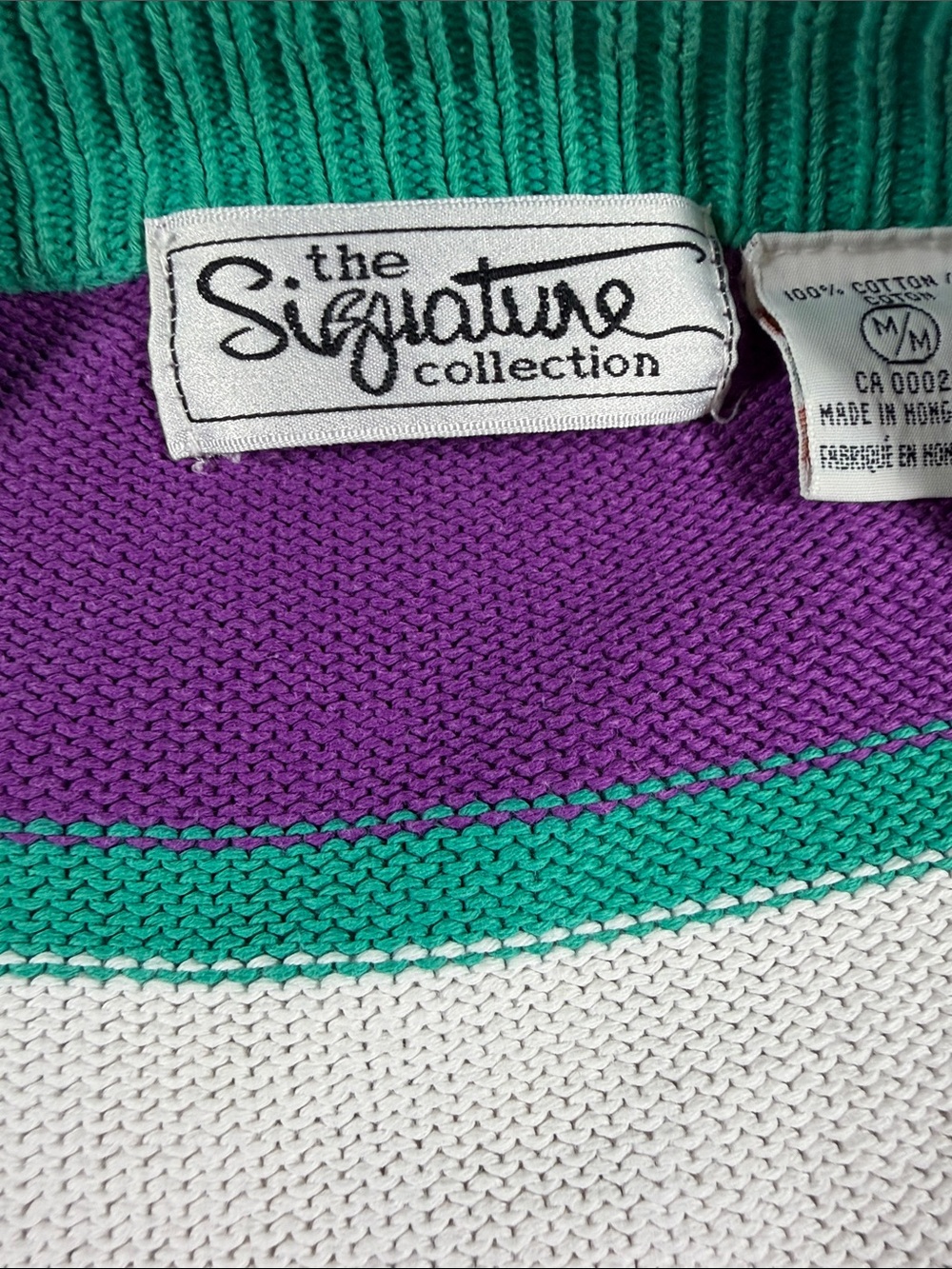 Signature Vintage  Teal, Purple & Pink Geometric Button-Up Cardigan sz M 24X20.5 - Picture 2 of 14